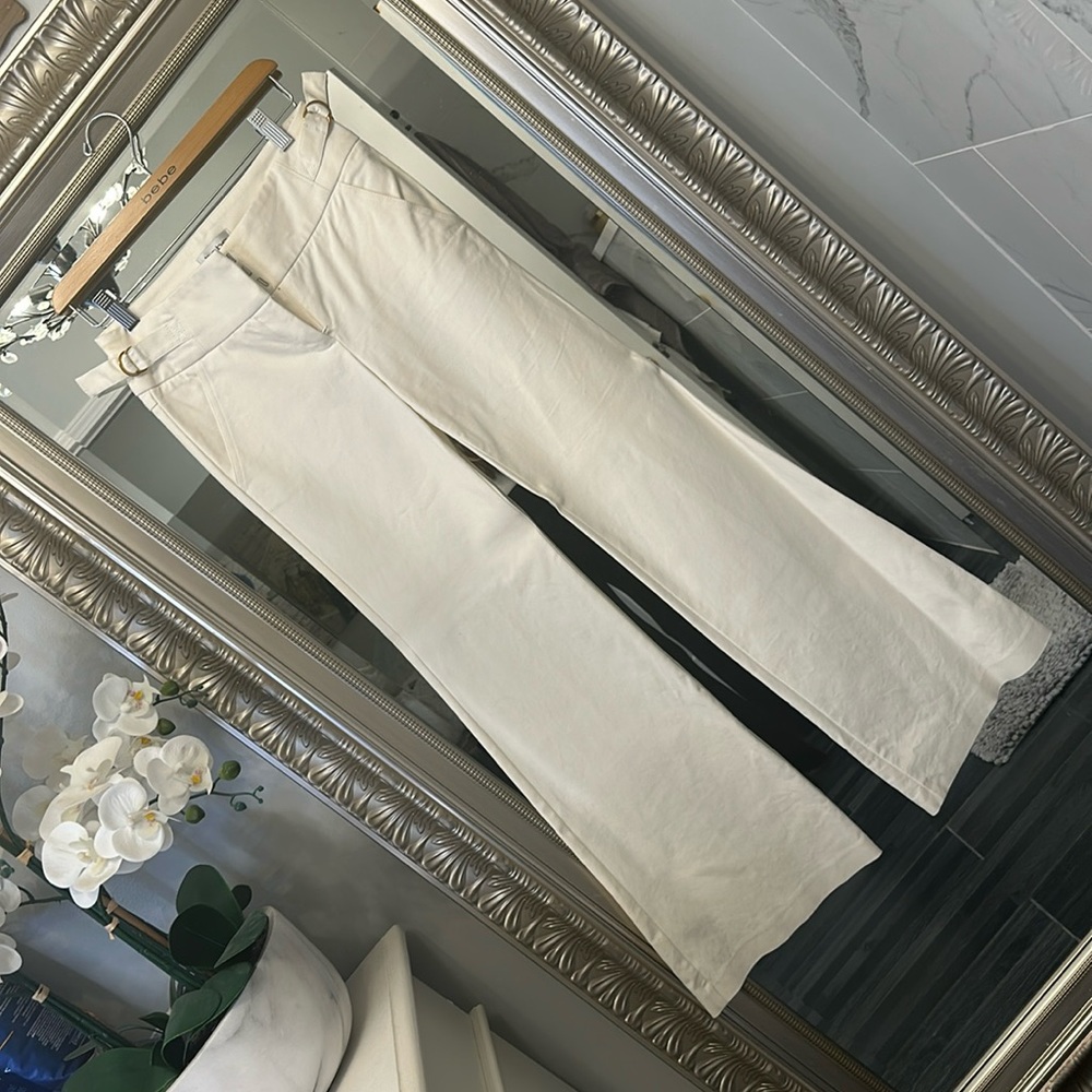 Bebe winter white pants with waist gold detail size 0